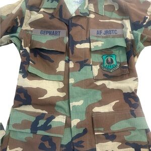 USAF AFJROTC Woodland Camo BDU Jacket Military Surplus Shirt size S-L Long